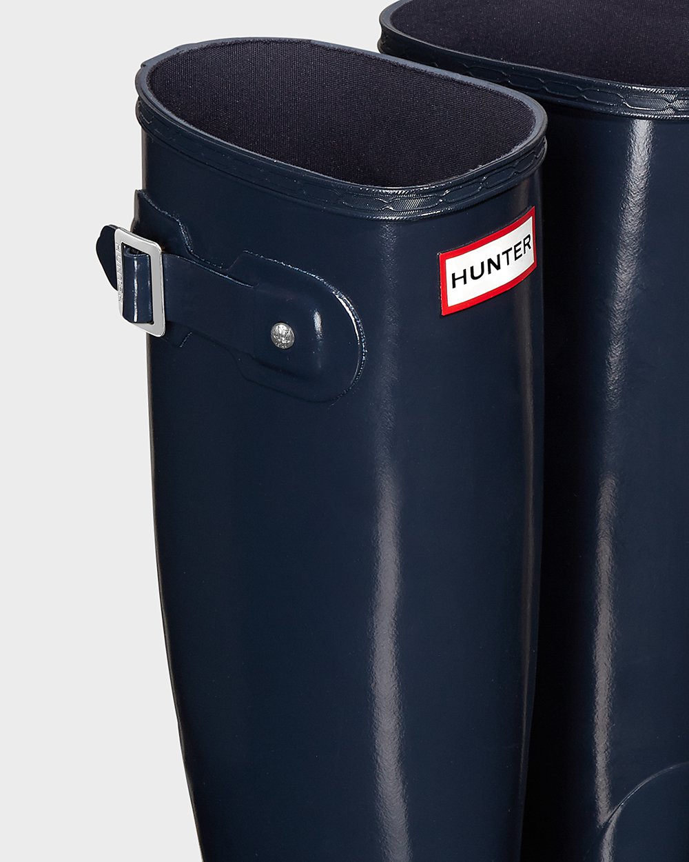 Hunter Original Gloss Tall Rain Boots - Store Womens Navy - TQSRDH792